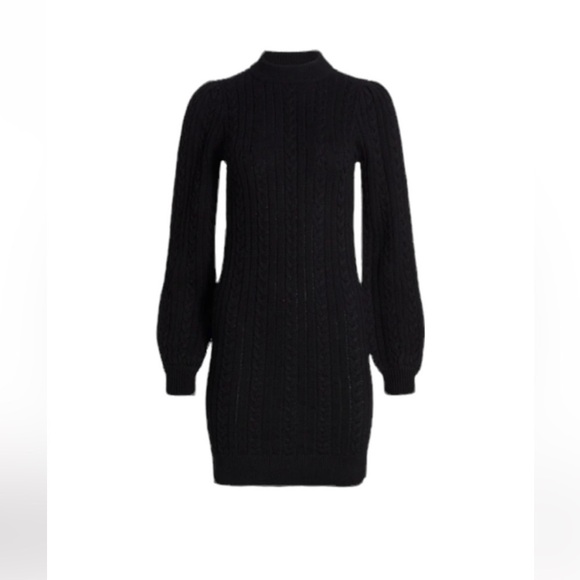 WAYF Black Wool Blend Turtleneck Mini Sweater Dress Size Small - Picture 4 of 11